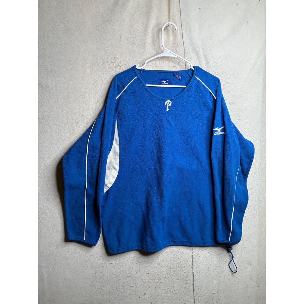 Mizuno Philadelphia Phillies Fleece Pullover Blue White XL MLB Baseball Mens
